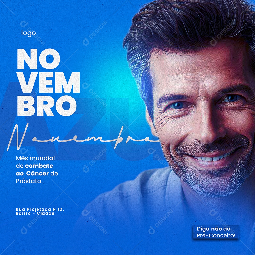 Novembro Azul Mês Mundial De Combate ao Câncer de Próstata Social Media PSD Editável