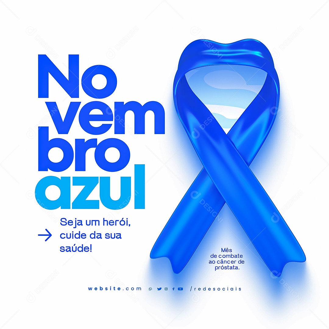 Novembro Azul Mês da Prevenção Contra o Câncer de Próstata Social Media PSD Editável