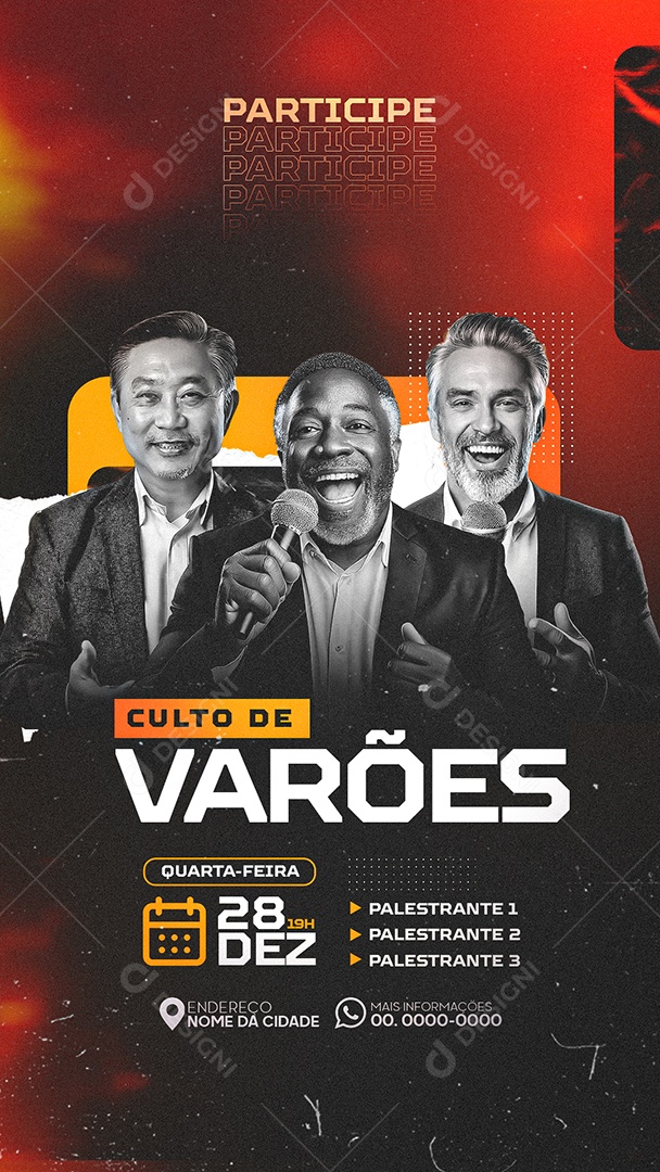 Story Flyer Culto de Varões Social Media PSD Editável