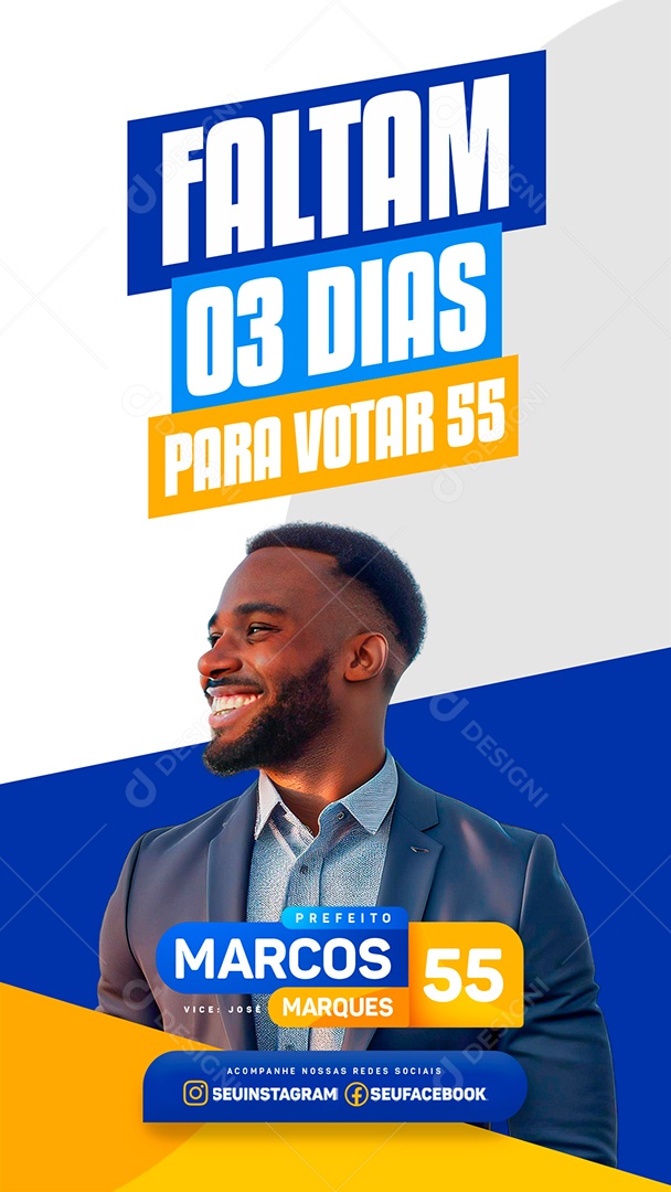 Story Faltam 03 Dias Para Votar 55Social Media PSD Editável