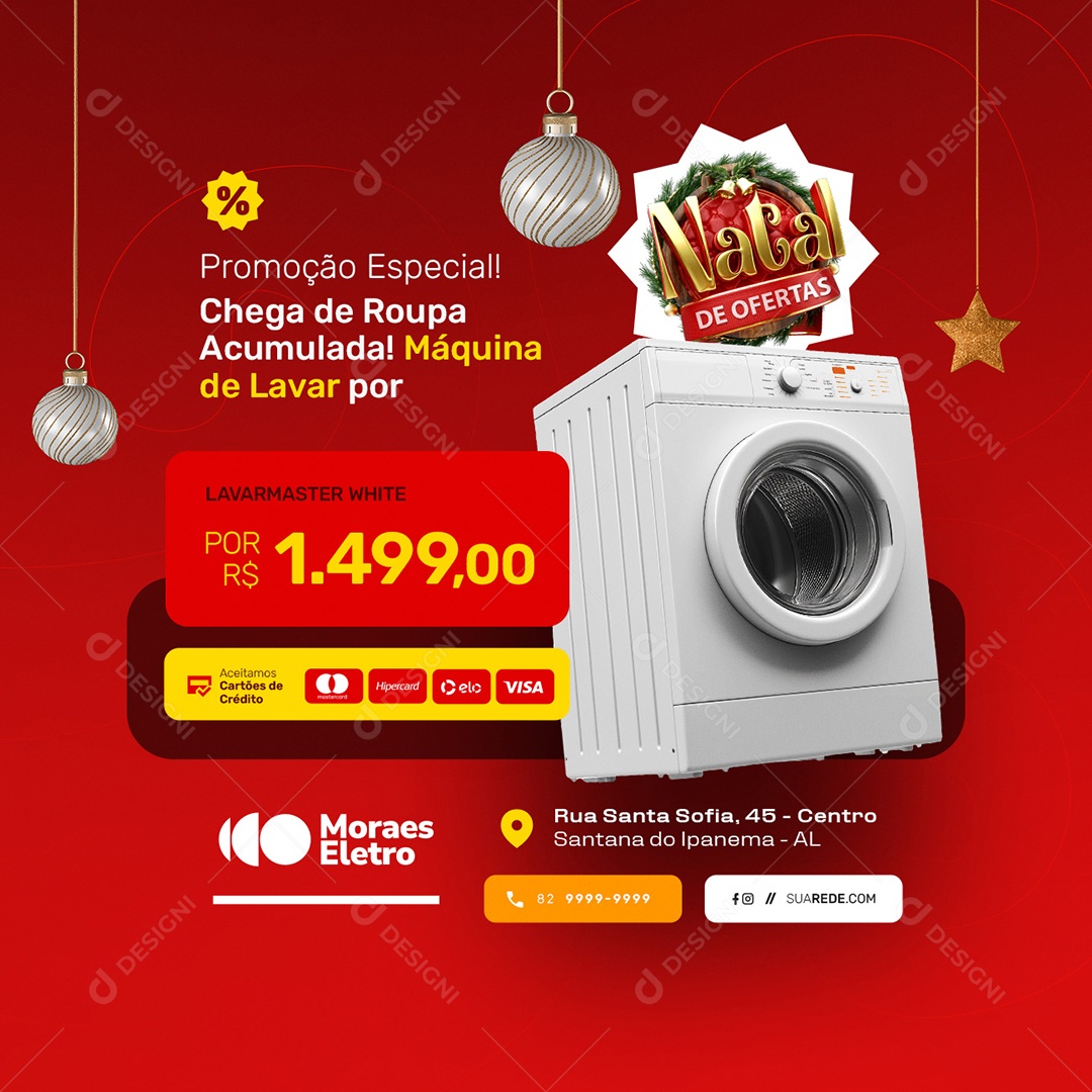 Natal de Ofertas Eletrodomésticos Lavarmaster White Social Media PSD Editável