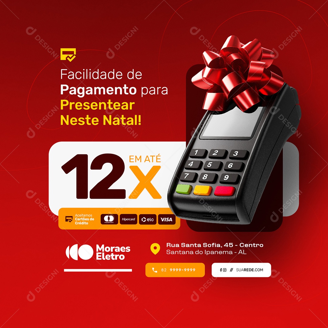 Natal de Ofertas Eletrodomésticos Pagamento para Presentear Neste Natal Social Media PSD Editável