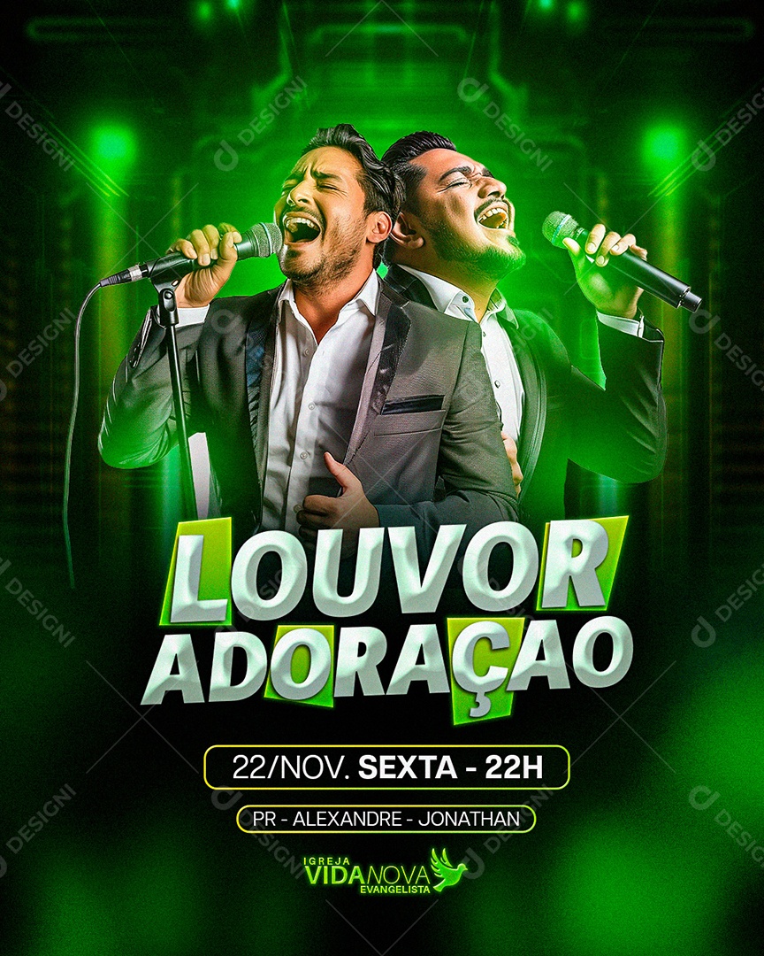 Flyer Gospel Louvor Adoração Social Media PSD Editável