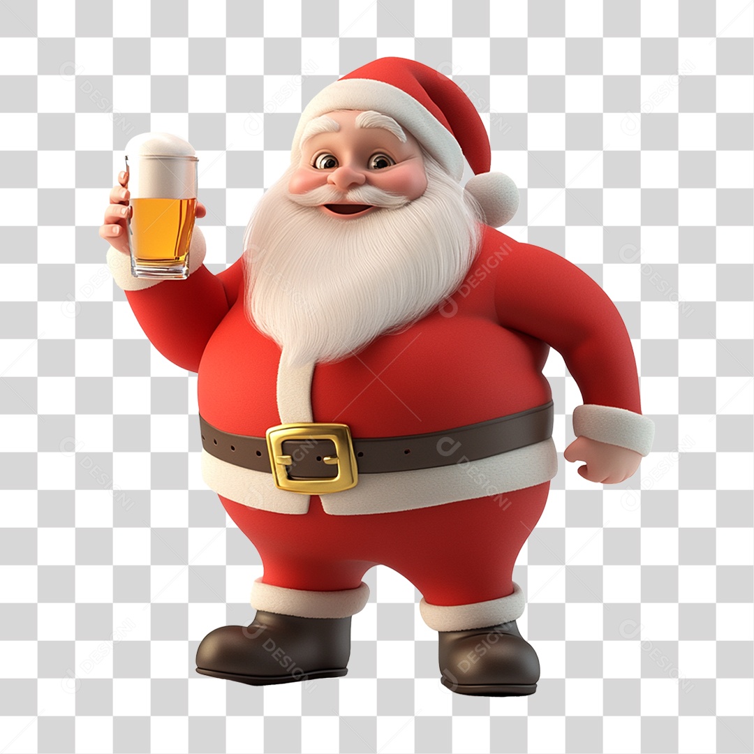 Papai Noel com Cerveja PNG Transparente