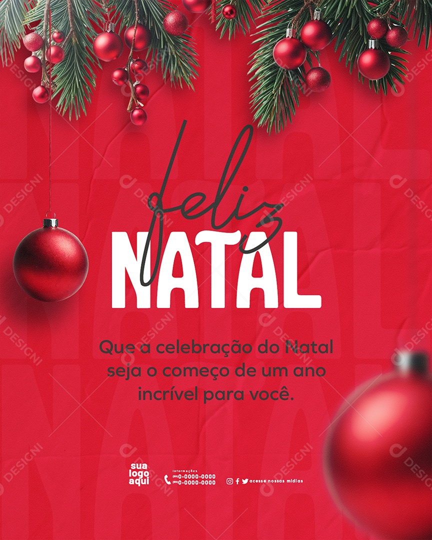 Feed Feliz Natal 25 de Dezembro Social Media PSD Editável