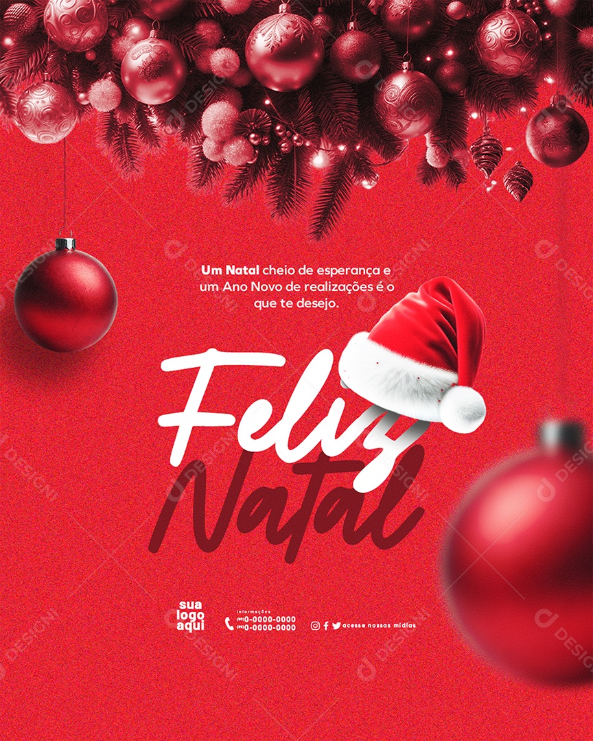 Feed Feliz Natal 25 de Dezembro Social Media PSD Editável