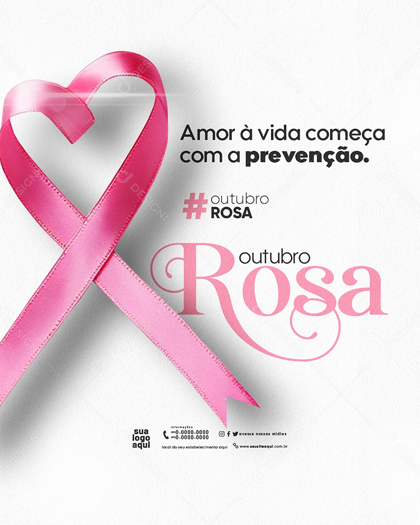 Feed Outubro Rosa Mês de Conscientização Do Câncer De Mama Social Media PSD Editável