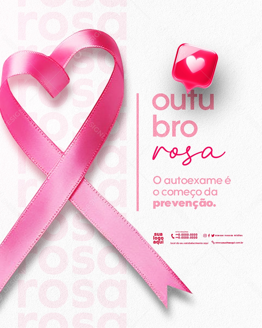 Feed Outubro Rosa Mês de Conscientização Do Câncer De Mama Social Media PSD Editável