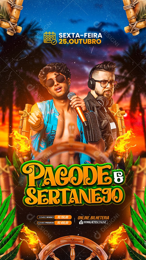 Story Flyer Pagode e Sertanejo Social Media PSD Editável
