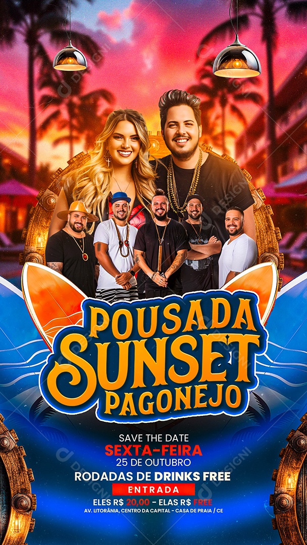 Story Flyer Pousada Sunset Pagonejo Social Media PSD Editável
