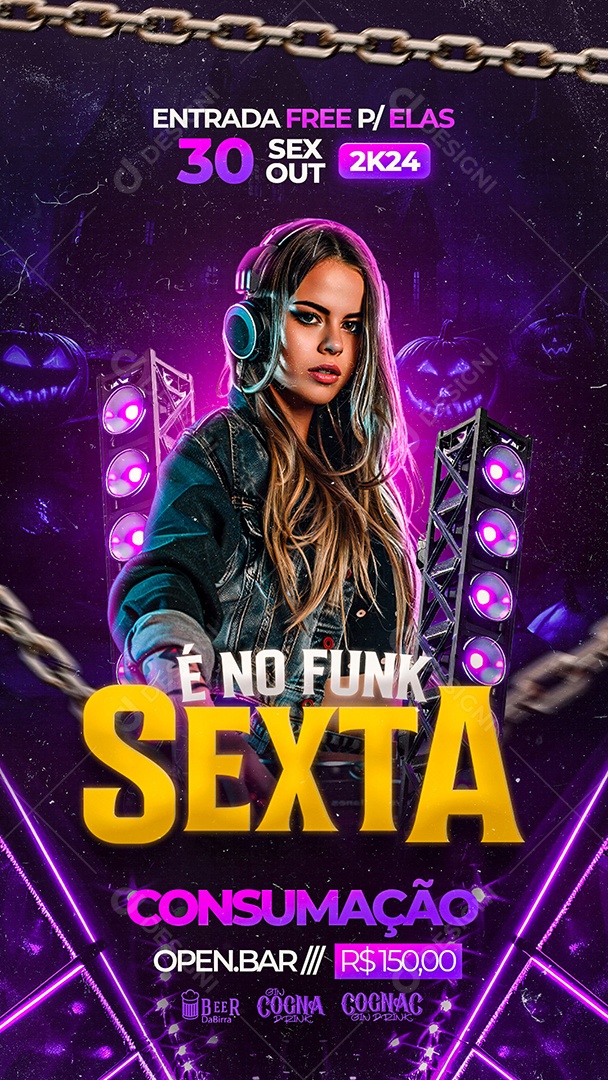 Story Flyer É No Funk Sexta Social Media PSD Editável