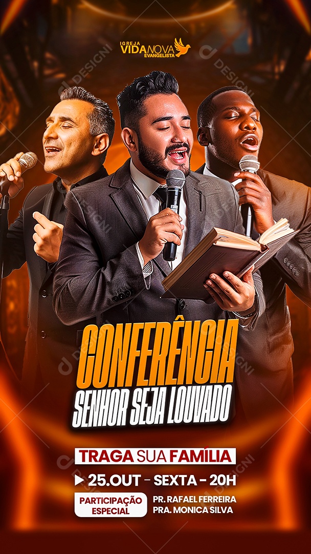 Story Flyer Gospel Conferência Senhor Seja Louvado Social Media PSD Editável