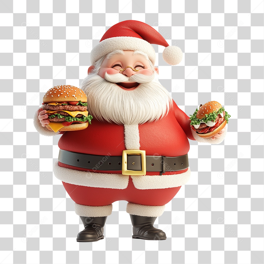 Santa Claus with Burger PNG Transparent