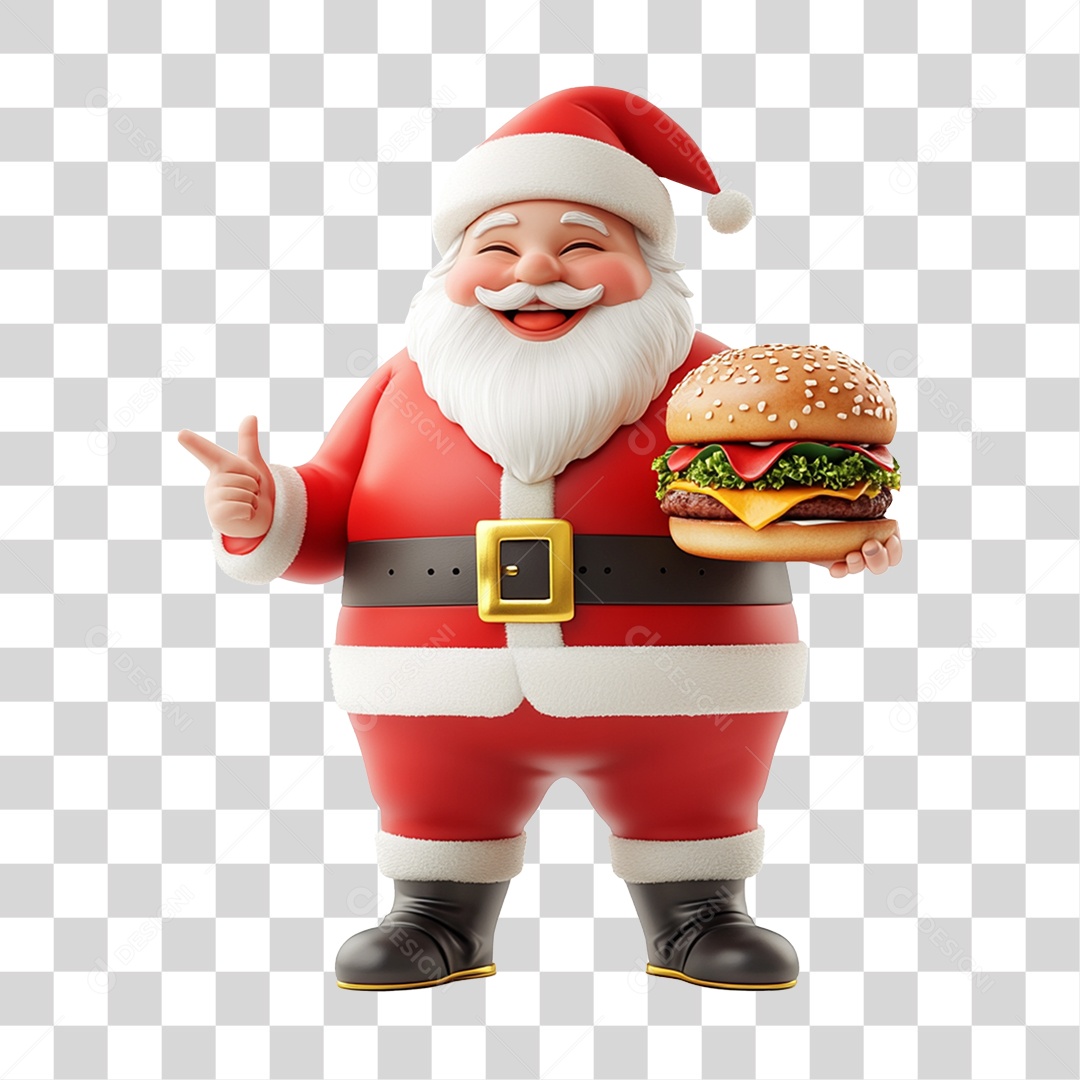 Papai Noel com Hambúrguer PNG Transparente