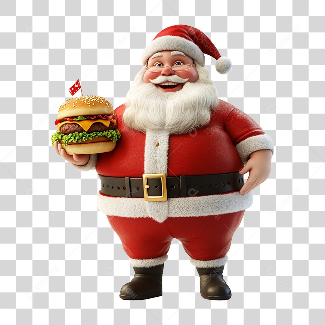 Papai Noel com Hambúrguer PNG Transparente
