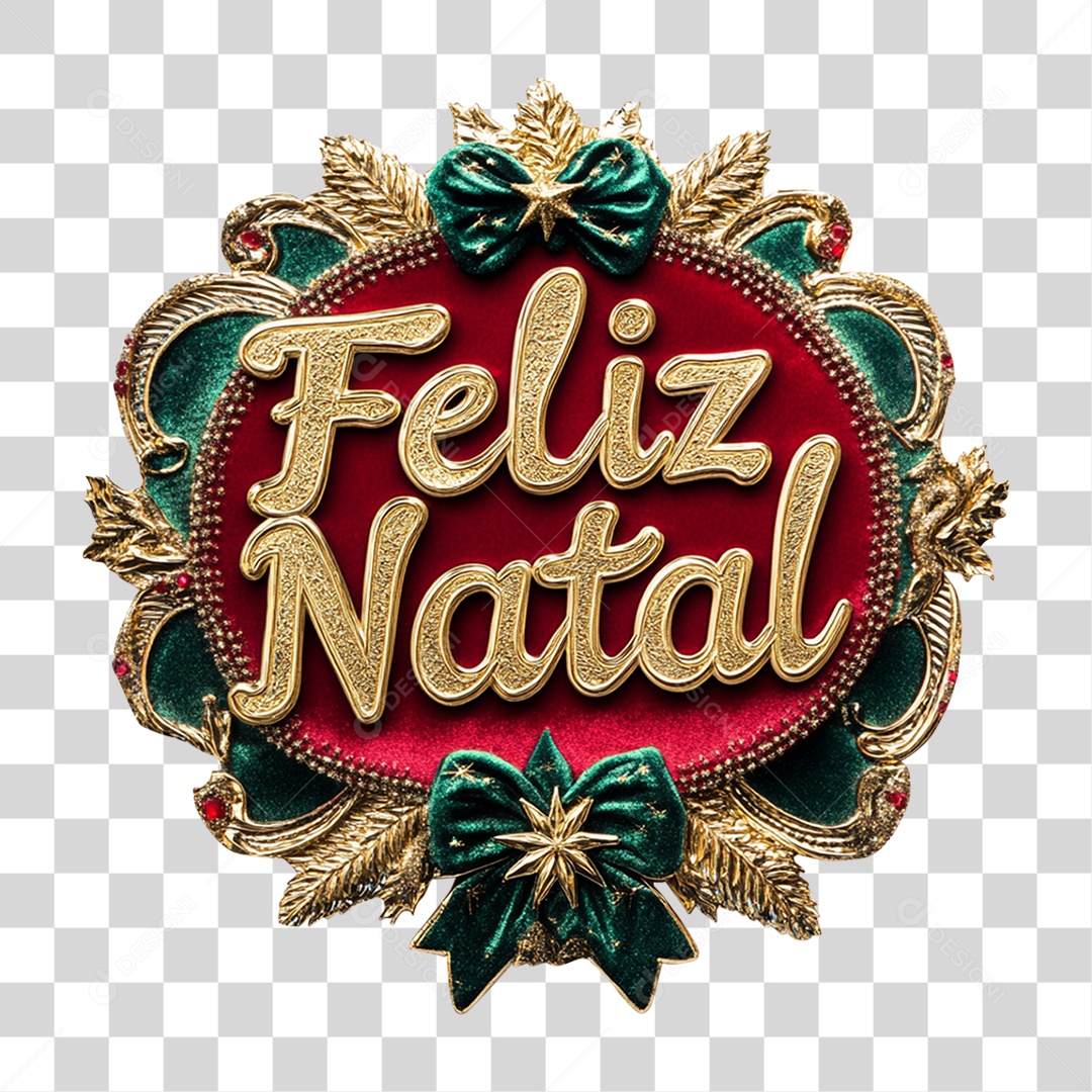 Selo 3D Feliz Natal PNG Transparente