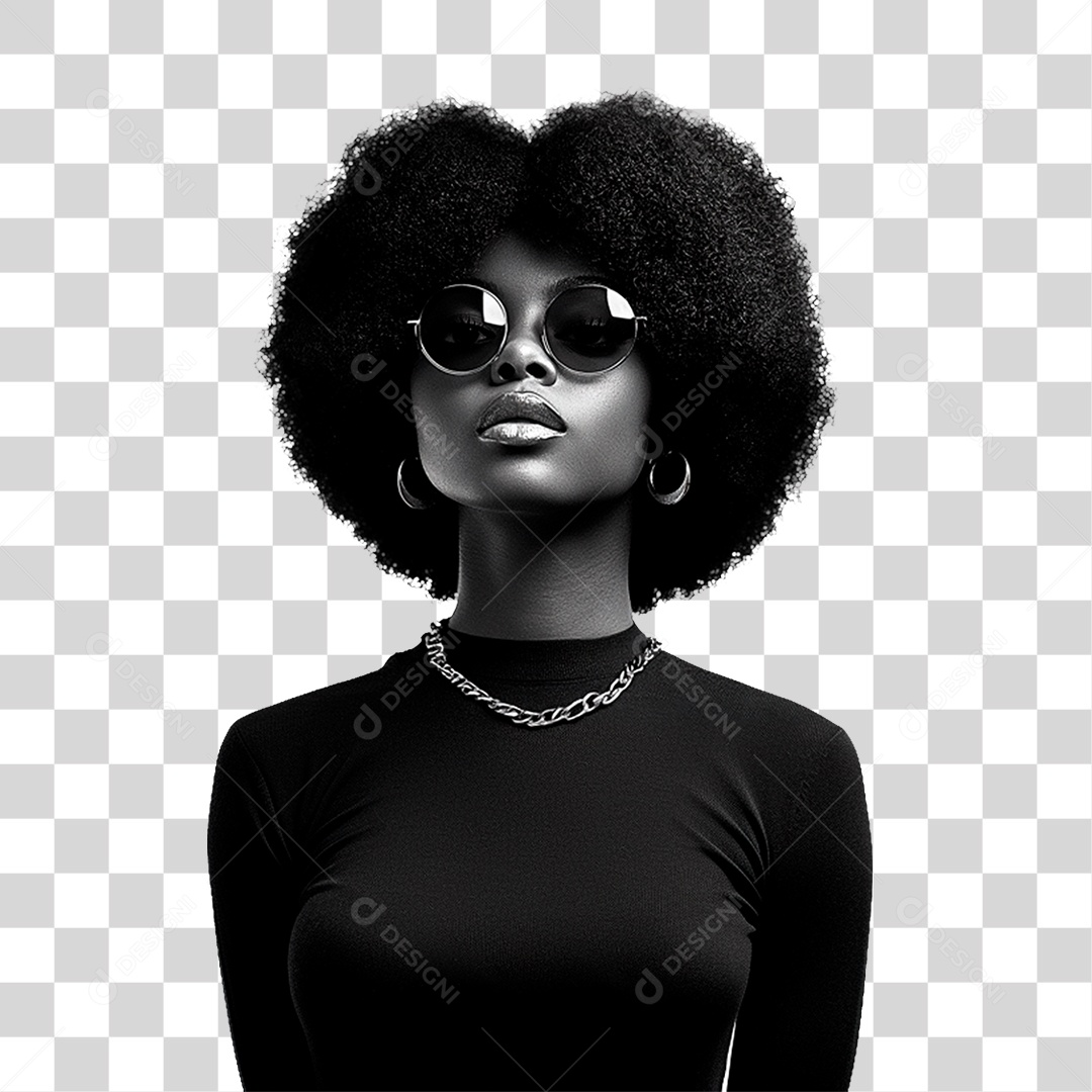 Mulher Afro Negra PNG Transparente