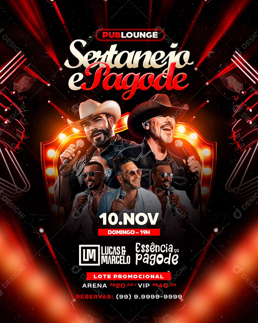 Flyer Sertanejo e Pagode Social Media PSD Editável