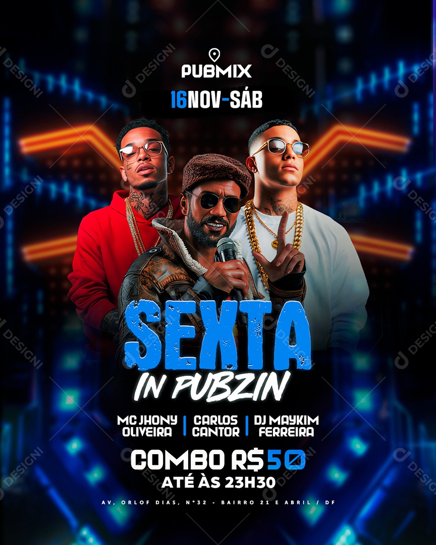 Flyer Sexta In Pubzin Social Media PSD Editável