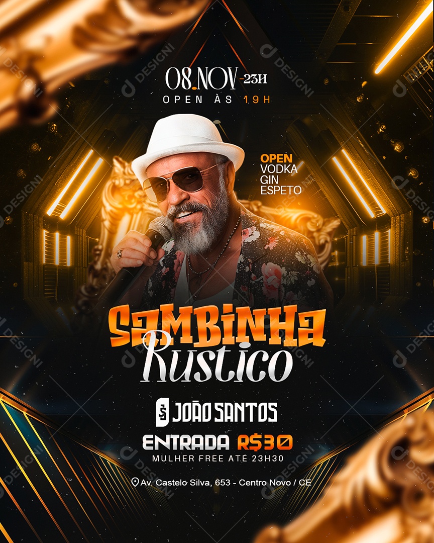 Flyer Sambinha Rustico Social Media PSD Editável