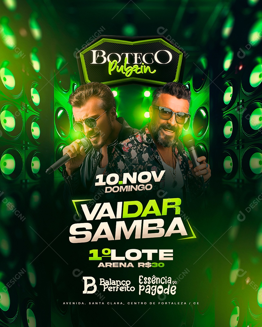 Flyer Boteco Pubzin Vai Dar Samba Social Media PSD Editável