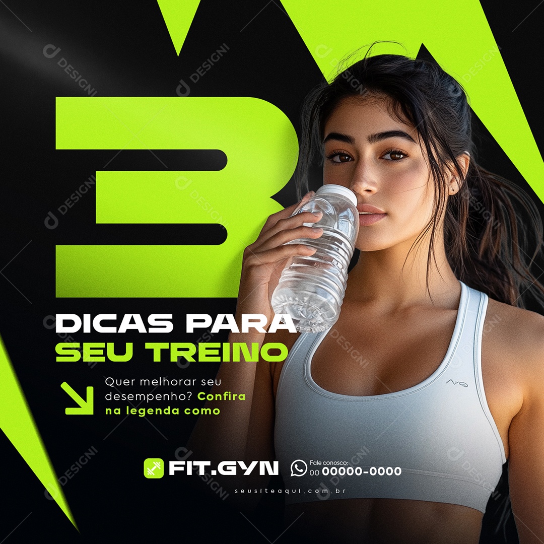 Academia Três para Seu Treino Social Media PSD Editável