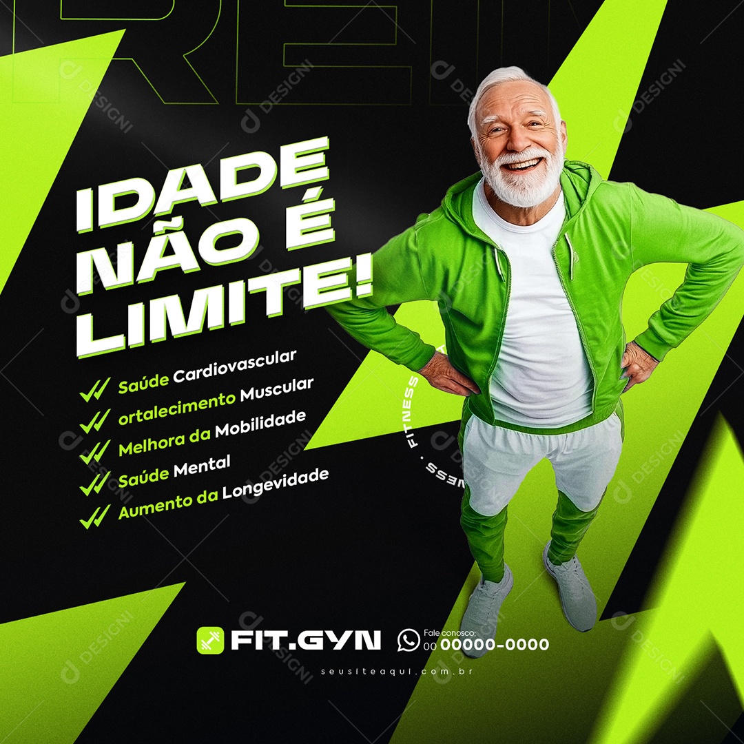 Academia Idade Não é Limite Social Media PSD Editável