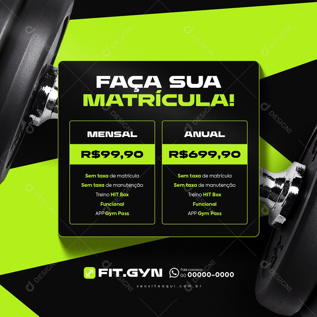 Academia Faça sua Matrícula Social Media PSD Editável