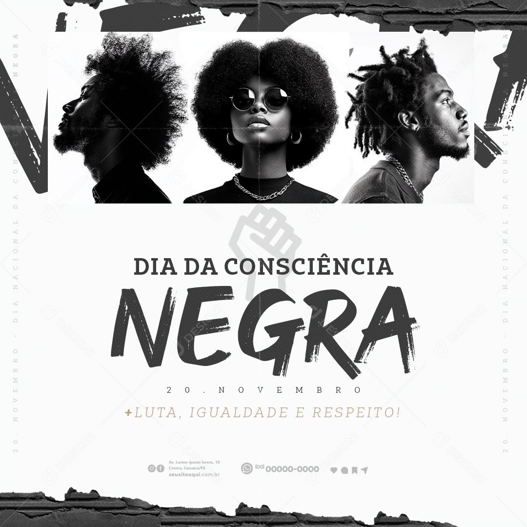 Dia da Consciência Negra 20 de Novembro Social Media PSD Editável