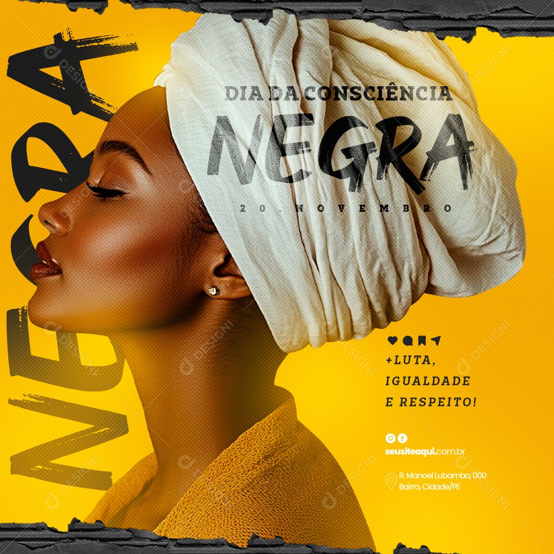 Dia da Consciência Negra 20 de Novembro Social Media PSD Editável