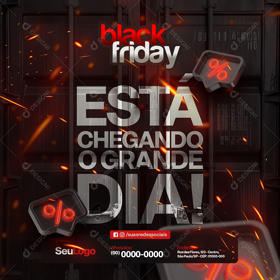 Black Friday Loja de Eletrodomésticos Está Chegando Social Media PSD Editável