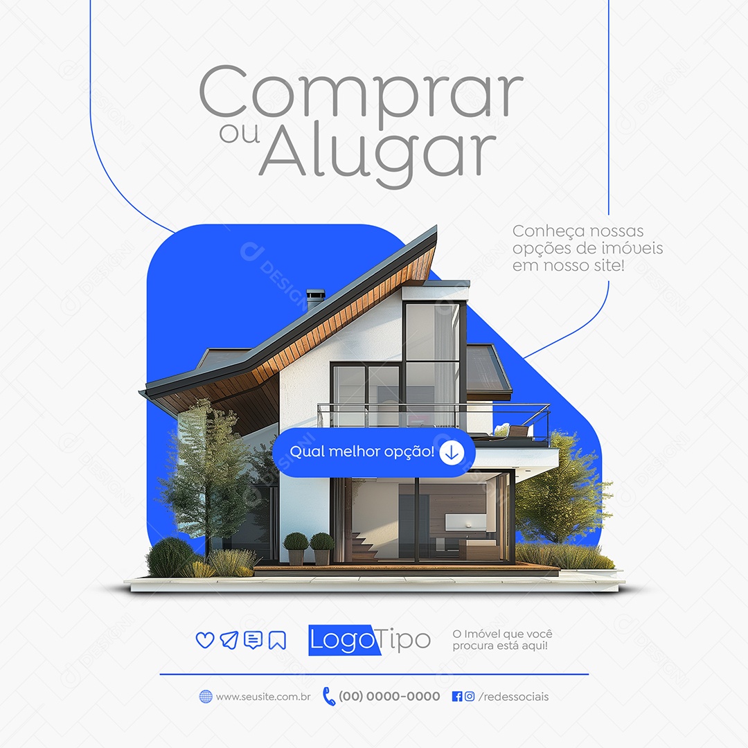 Imobiliária Comprar ou Alugar Social Media PSD Editável
