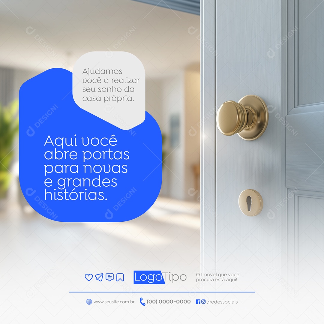 Imobiliária Aqui Voc~e Abre Portas Social Media PSD Editável