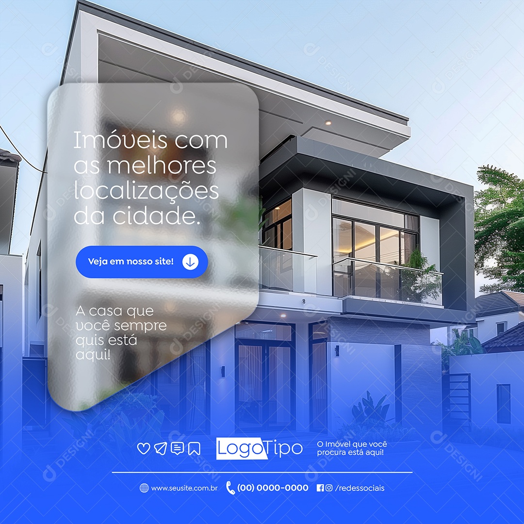 Imobiliária Imóveis com As Melhores Localizações da Cidade Social Media PSD Editável