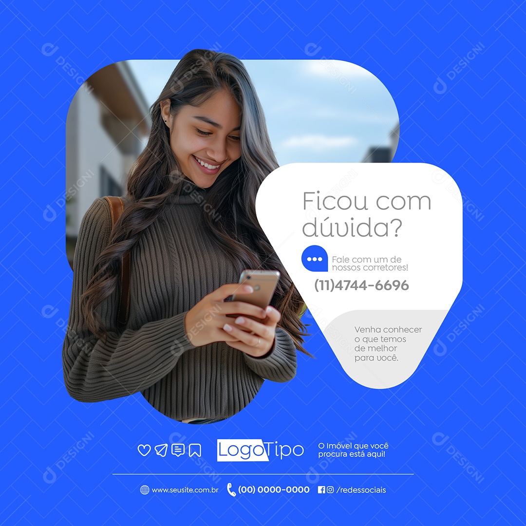 Imobiliária Ficou com Dúvida Social Media PSD Editável