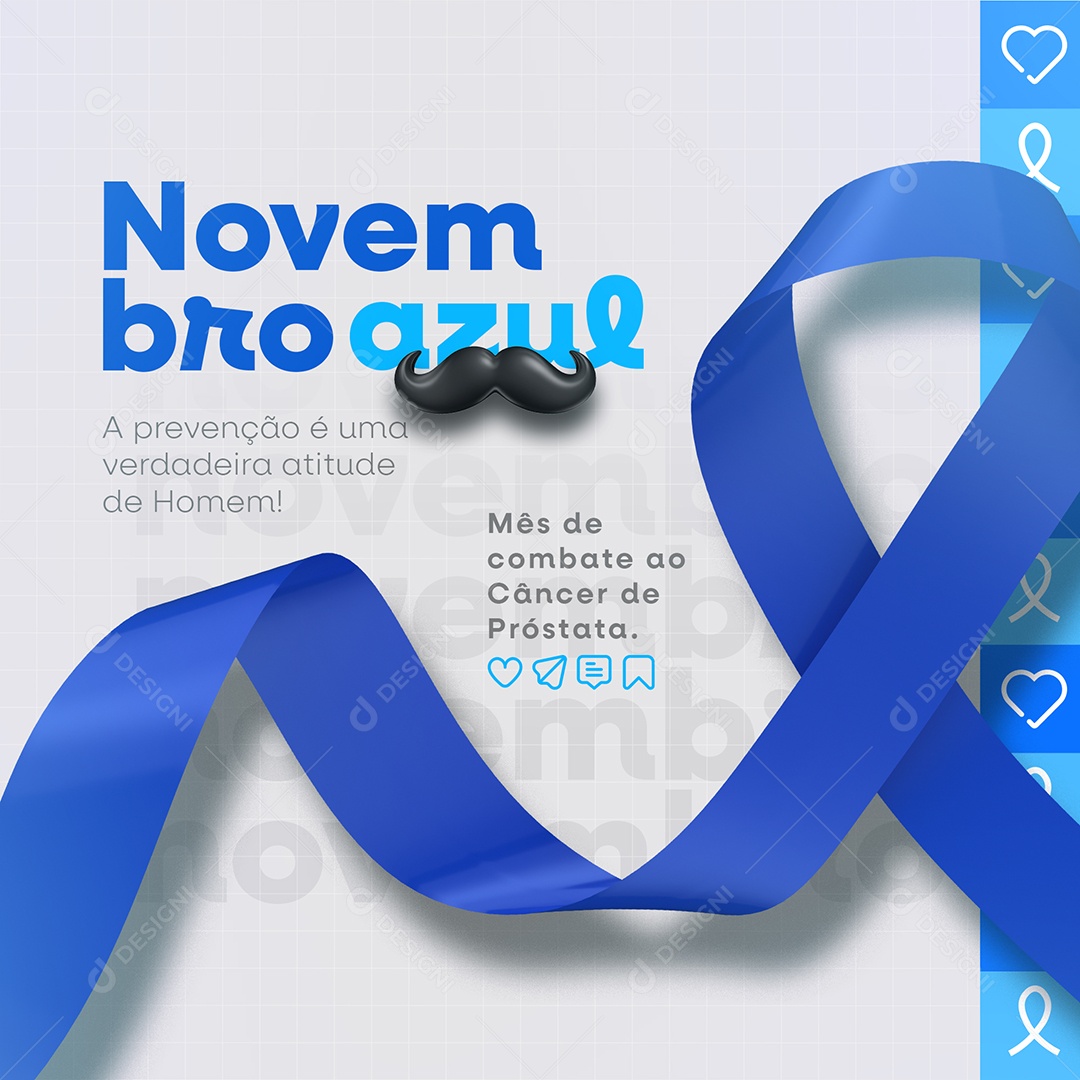 Novembro Azul a Prevenção é Uma Verdadeira Atitude de Homem Social Media PSD Editável