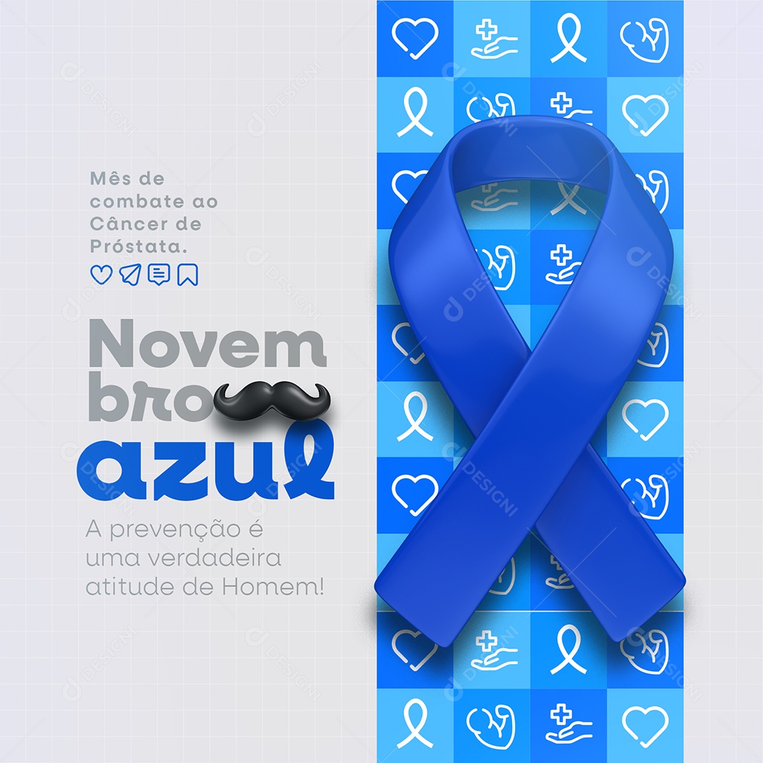 Novembro Azul Mês de Combate ao Câncer de Próstata Social Media PSD Editável