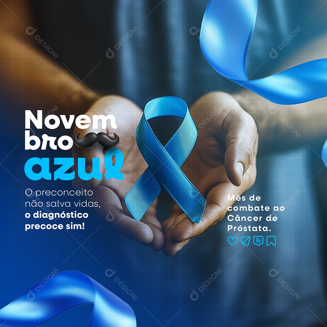 Novembro Azul O Preconceito Não Salva Vidas Social Media PSD Editável