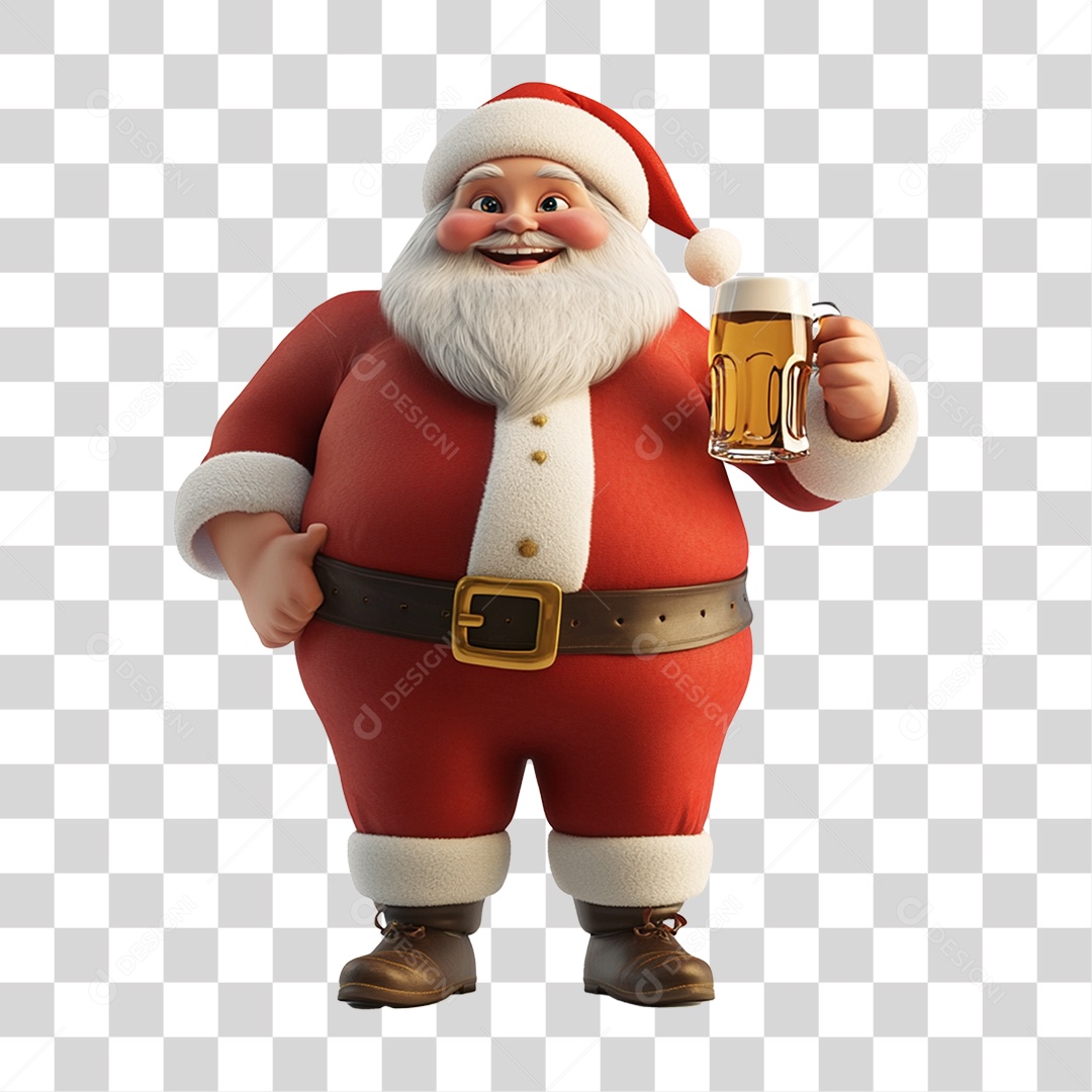 Papai Noel com Cerveja PNG Transparente