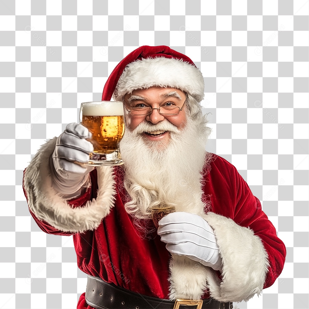 Papai Noel com Cerveja PNG Transparente