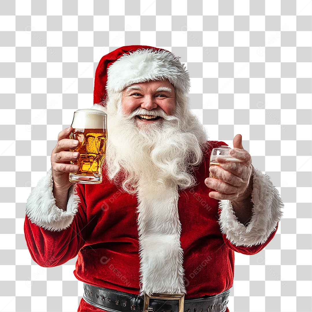 Papai Noel com Cerveja PNG Transparente