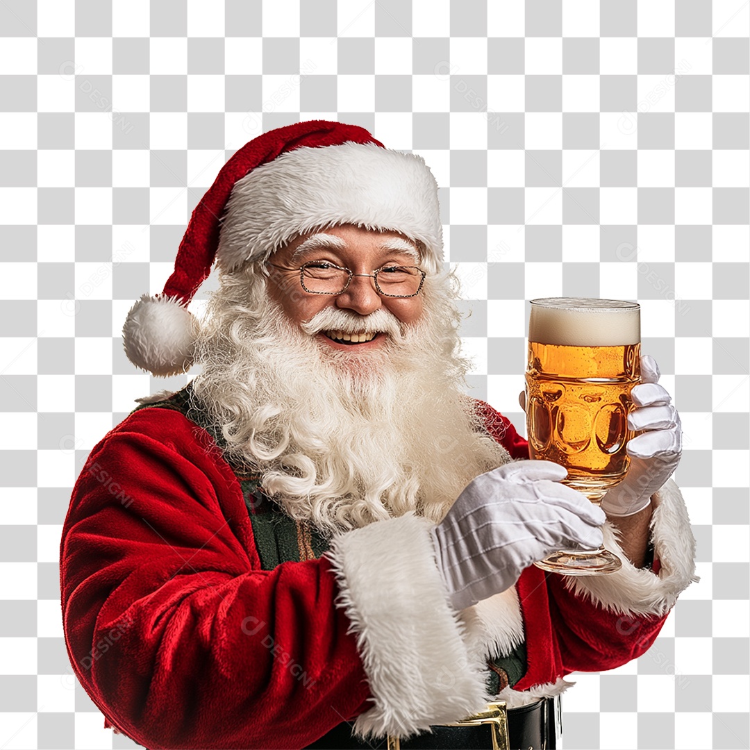 Papai Noel com Cerveja PNG Transparente