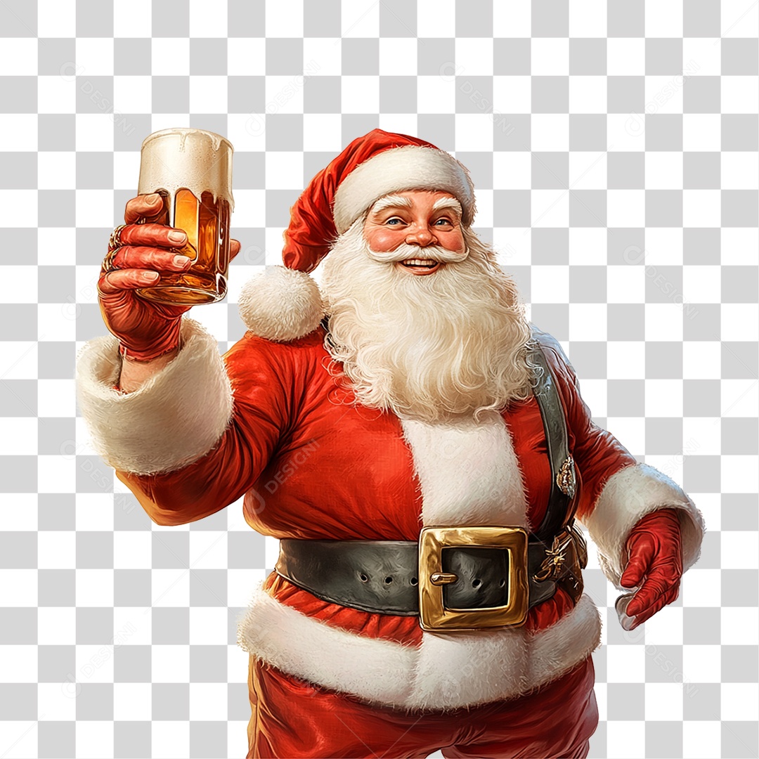 Papai Noel com Cerveja PNG Transparente