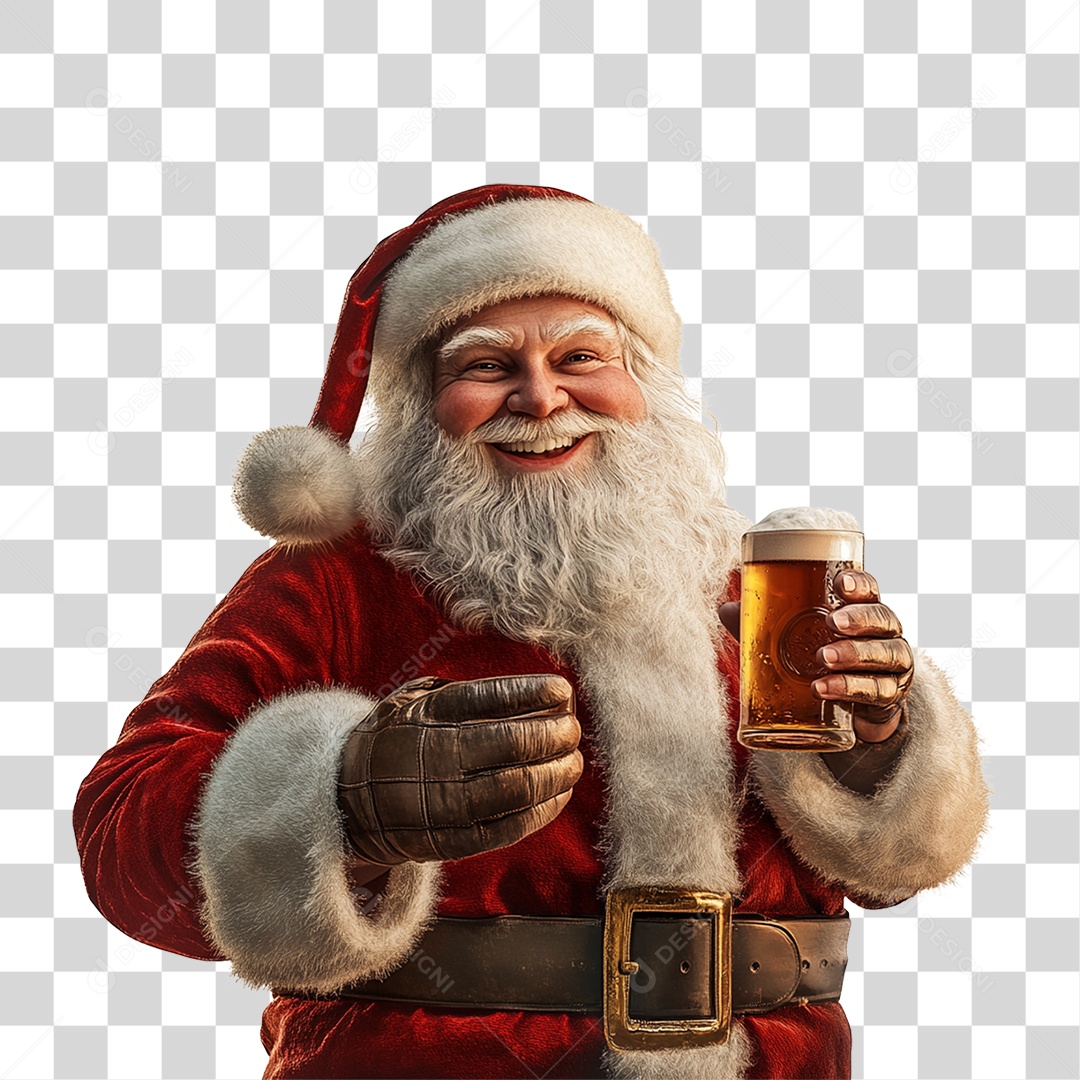 Papai Noel com Cerveja PNG Transparente