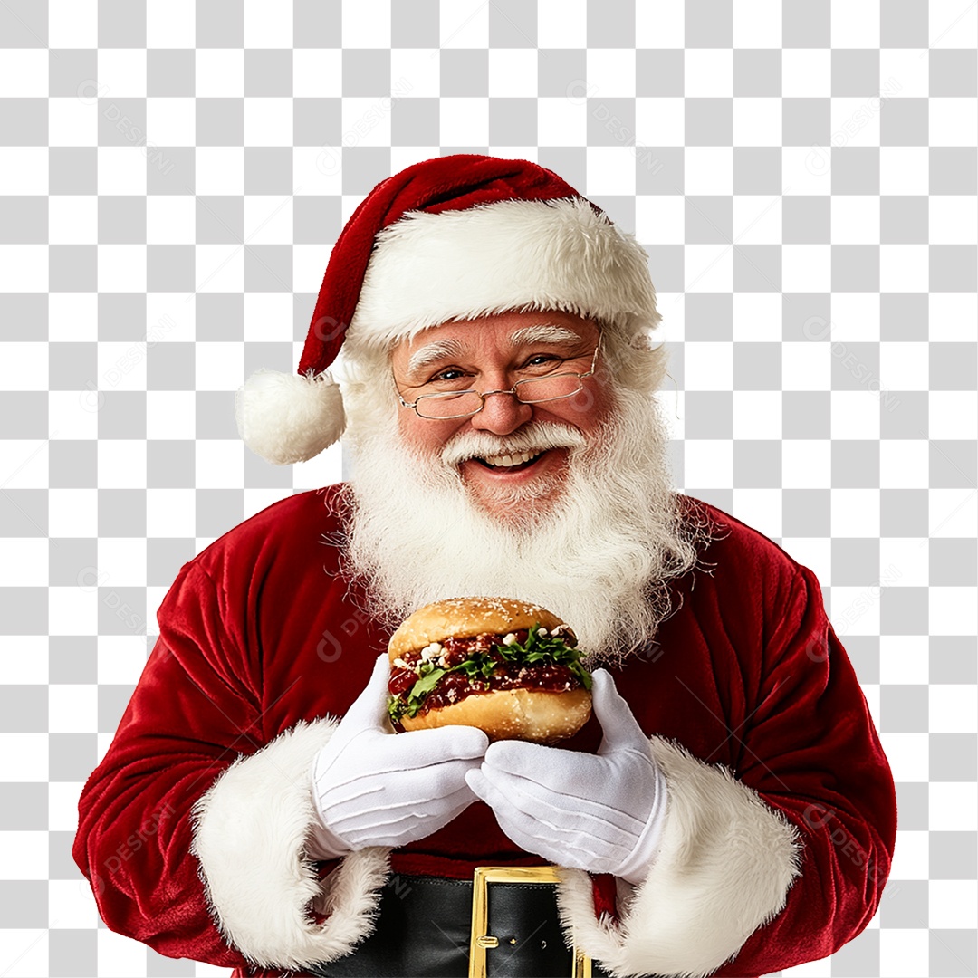 Papai Noel com Hambúrguer PNG Transparente
