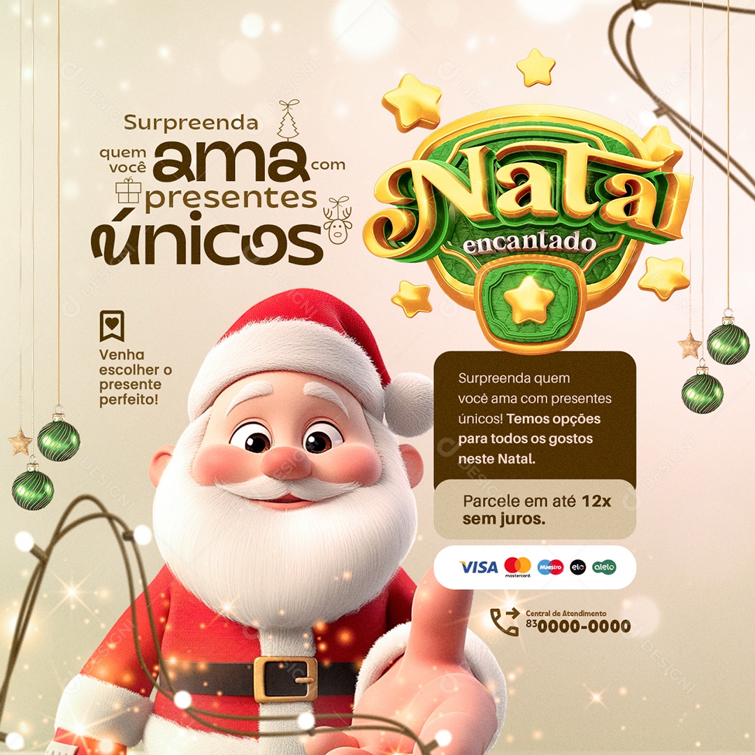 Presentes Natal Encantado Surpreenda Quem Você Ama Social Media PSD Editável