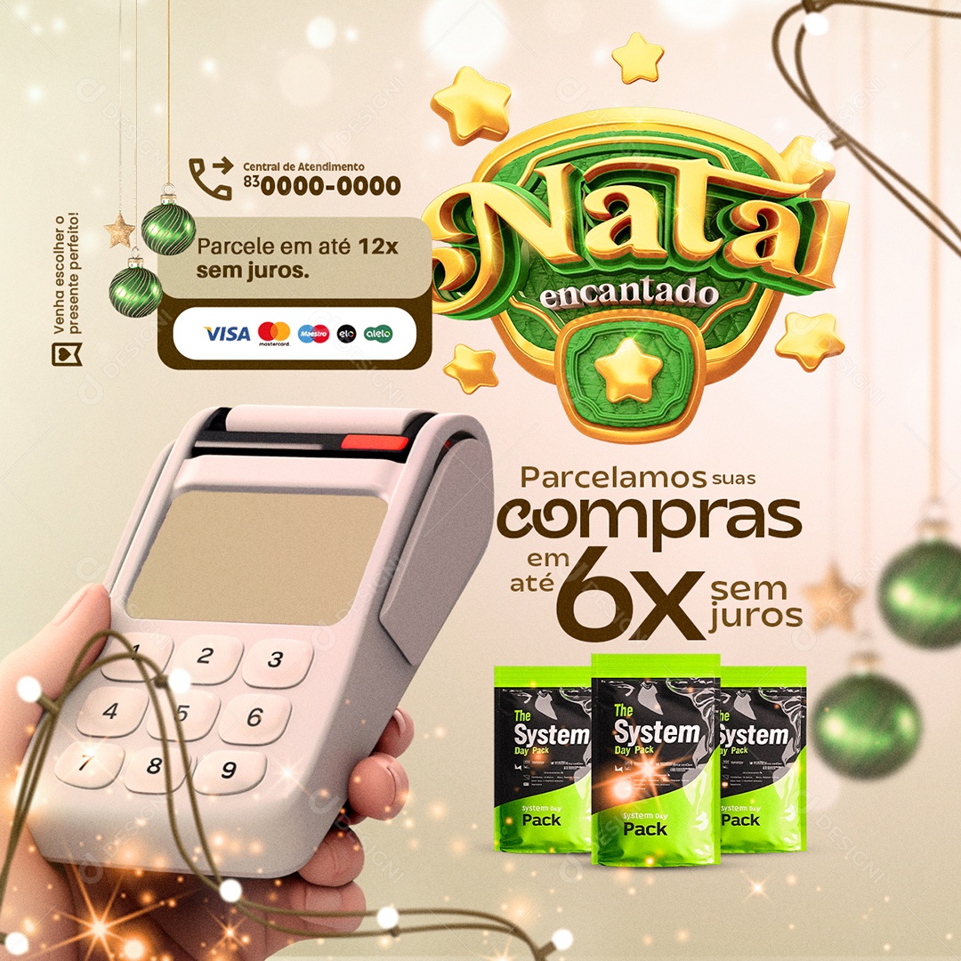 Presentes Natal Encantado Parcelamos suas Compras Social Media PSD Editável