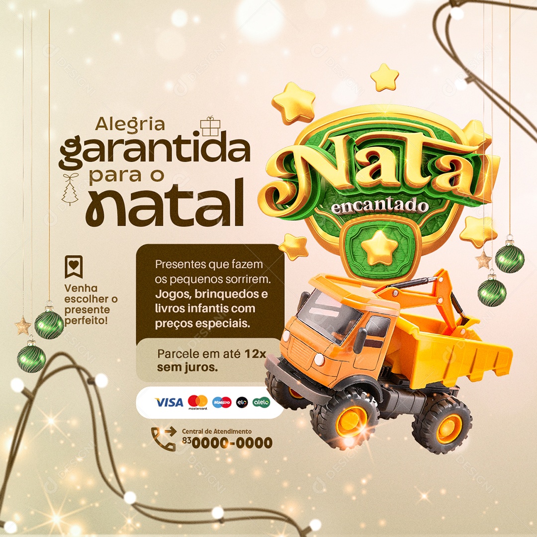 Presentes Natal Encantado Brinquedos Social Media PSD Editável