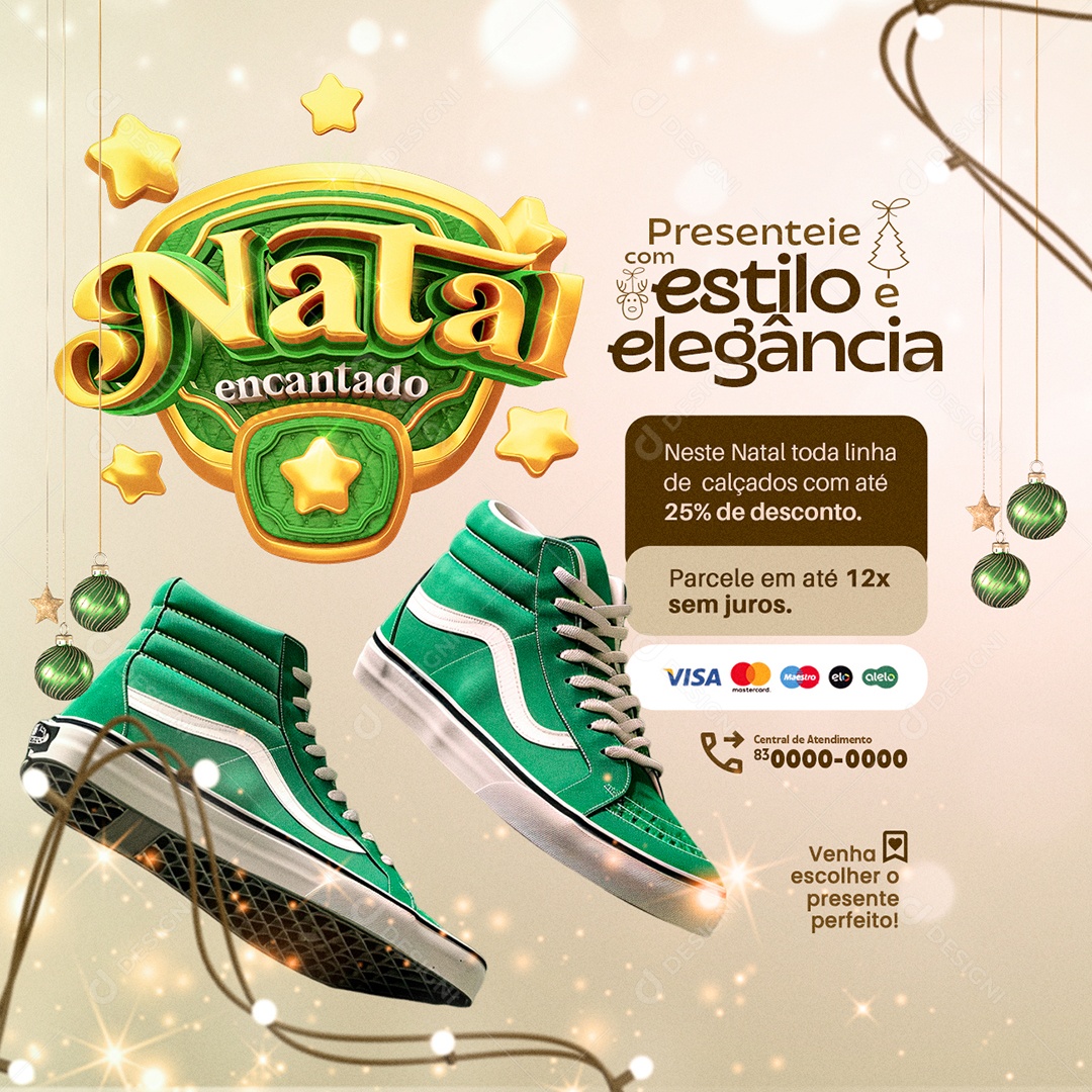 Presentes Natal Encantado Tênis Presenteie com Estilo e Elegância Social Media PSD Editável