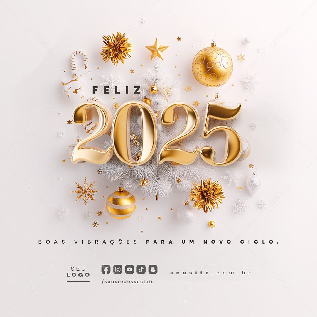 Feliz 2025 Ano Novo 01 de Janeiro Social Media PSD Editável